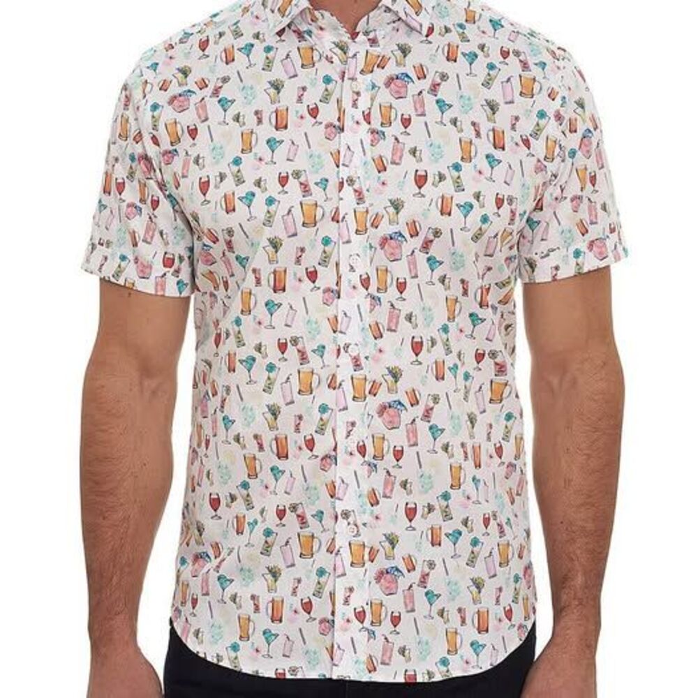 Robert Graham XL Short Sleeve Cocktail Print Button Down Shirt